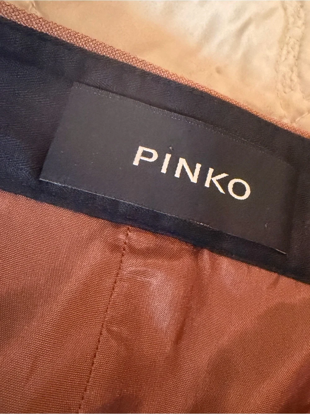 PINKO Italy Burrasca Heavy Crepe Button Cognac Brown Midi Pencil Skirt, 10 Rare! - Picture 13 of 16